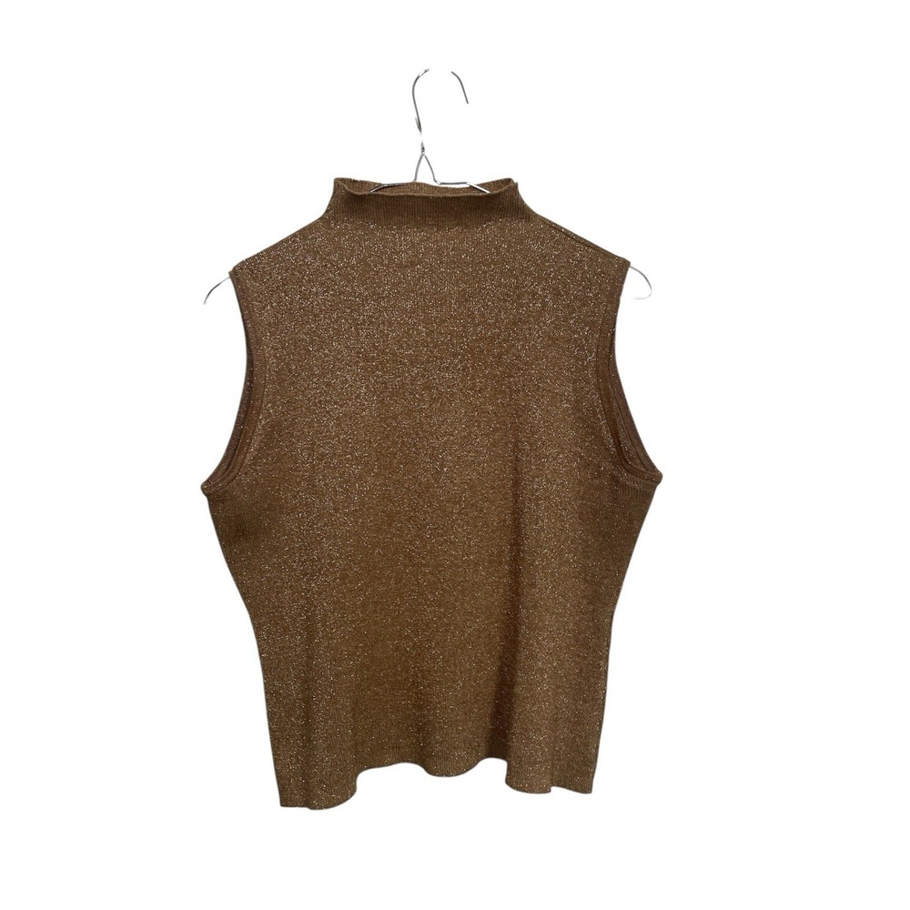 Joseph A Womens‎ Sleeveless Size XL Gold Silk Metallic Knit Party